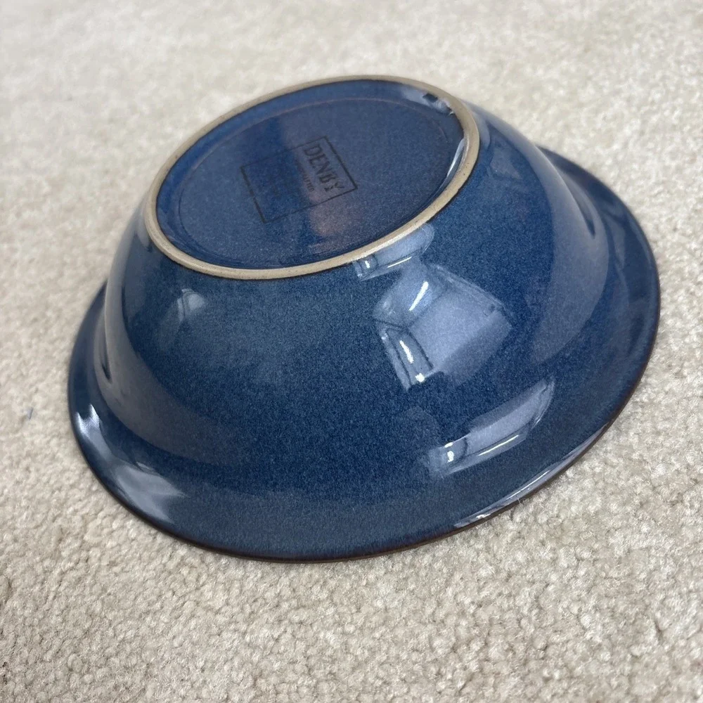 Denby Pottery Boston Blue Stoneware Soup Cereal Bowls England 7
